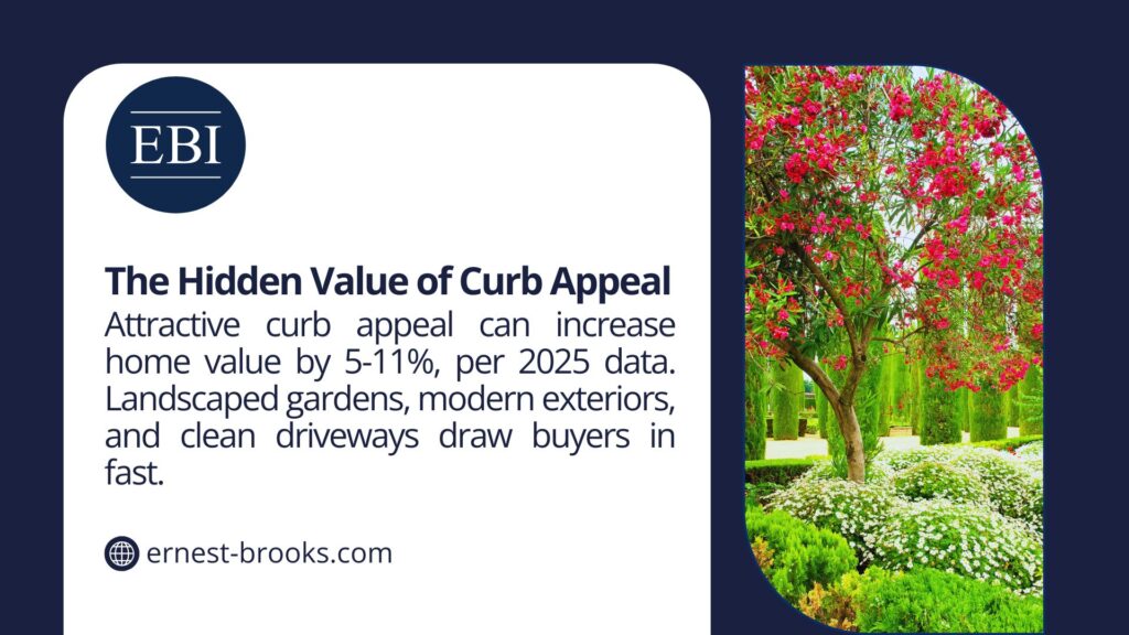 The Hidden Value of Curb Appeal
Alt: Lush garden with pink flowers and green shrubs, showcasing how curb appeal with landscaped gardens boosts home value by 5-11% per 2025 data. - how much is my house worth
